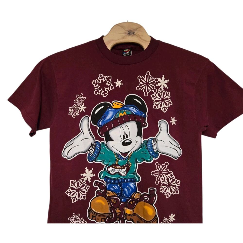 Vintage 1990s Mickey Mouse Unlimited Jerry Leigh T-Shirt XL Maroon Disney